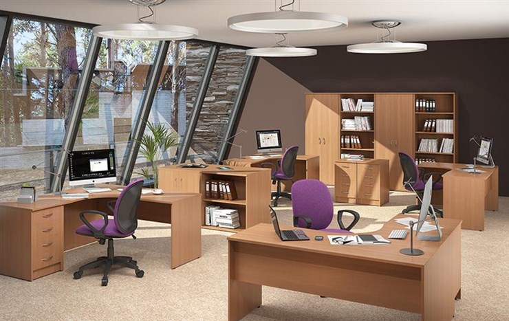 Офисный комплект мебели IMAGO книжные шкафы, 4 рабочих места в Новосибирске - изображение 2